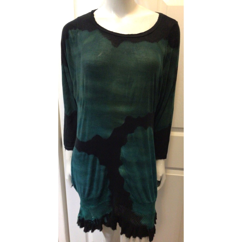Mezon Art to Wear Green & Black tie dye Dress Size Medium